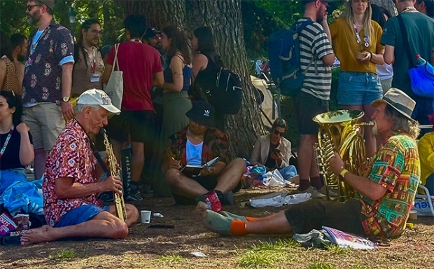 Nik and David Silverman playing at our picnic